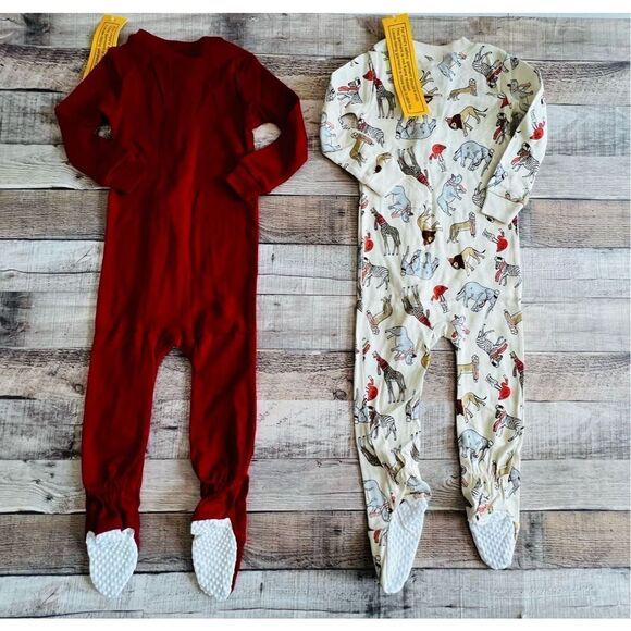 NWT Amazon Essentials Giraffe‎ Zoo Animals Cotton  Zipper Footies(2) 18 months - Picture 14 of 16